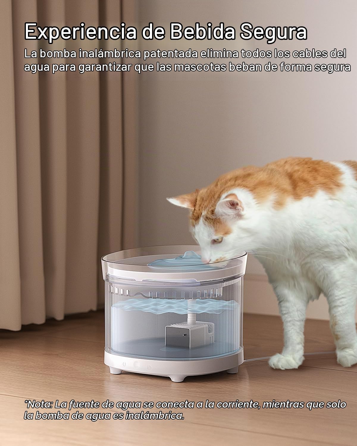 HomeRunPet Fuente de agua para gatos con bomba inalámbrica, bandeja...