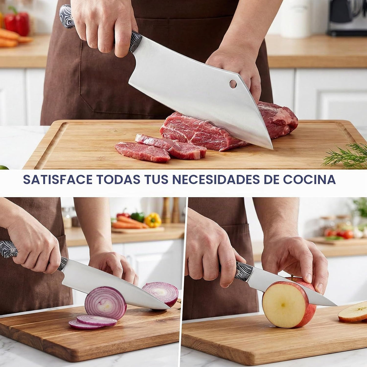 Topfeel - Juego de cuchillos de cocina de 3 piezas, acero inoxidabl...
