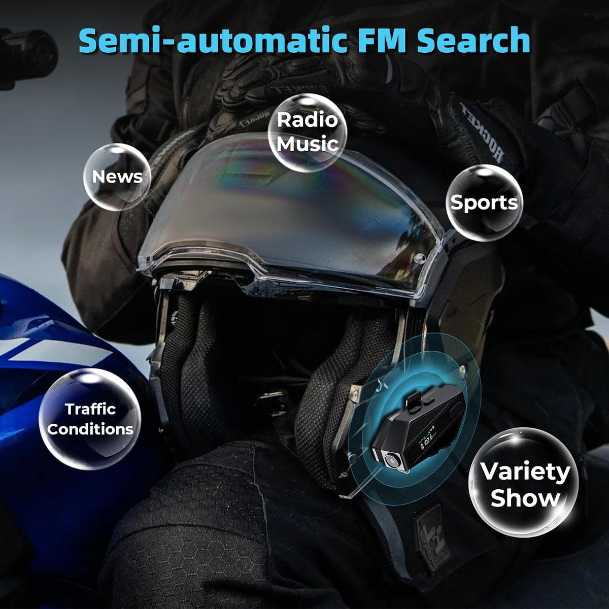 ATWHTE Auriculares Bluetooth para casco de motocicleta, altavoces d...