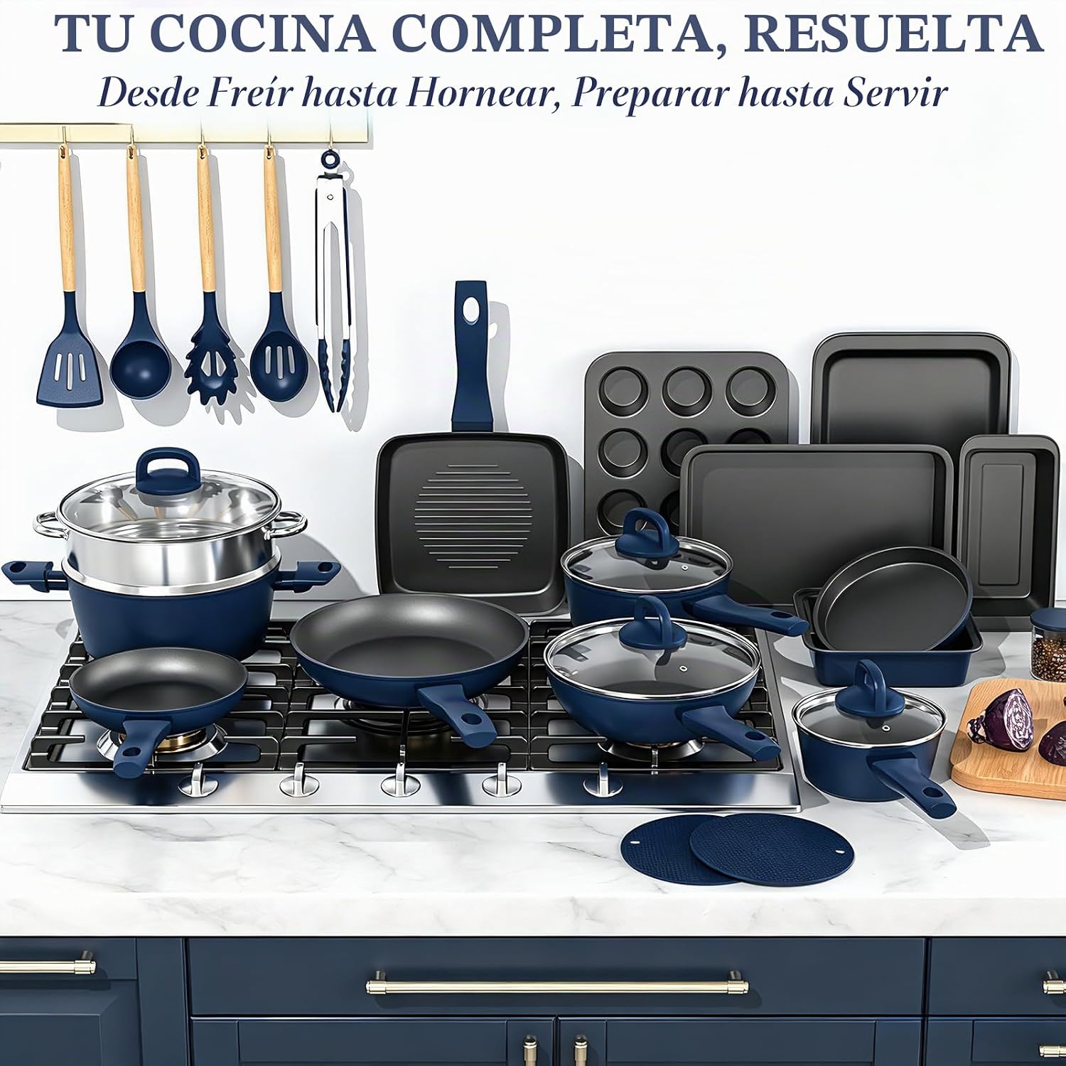 Umite Chef - Juego de ollas y sartenes antiadherentes para cocina d...
