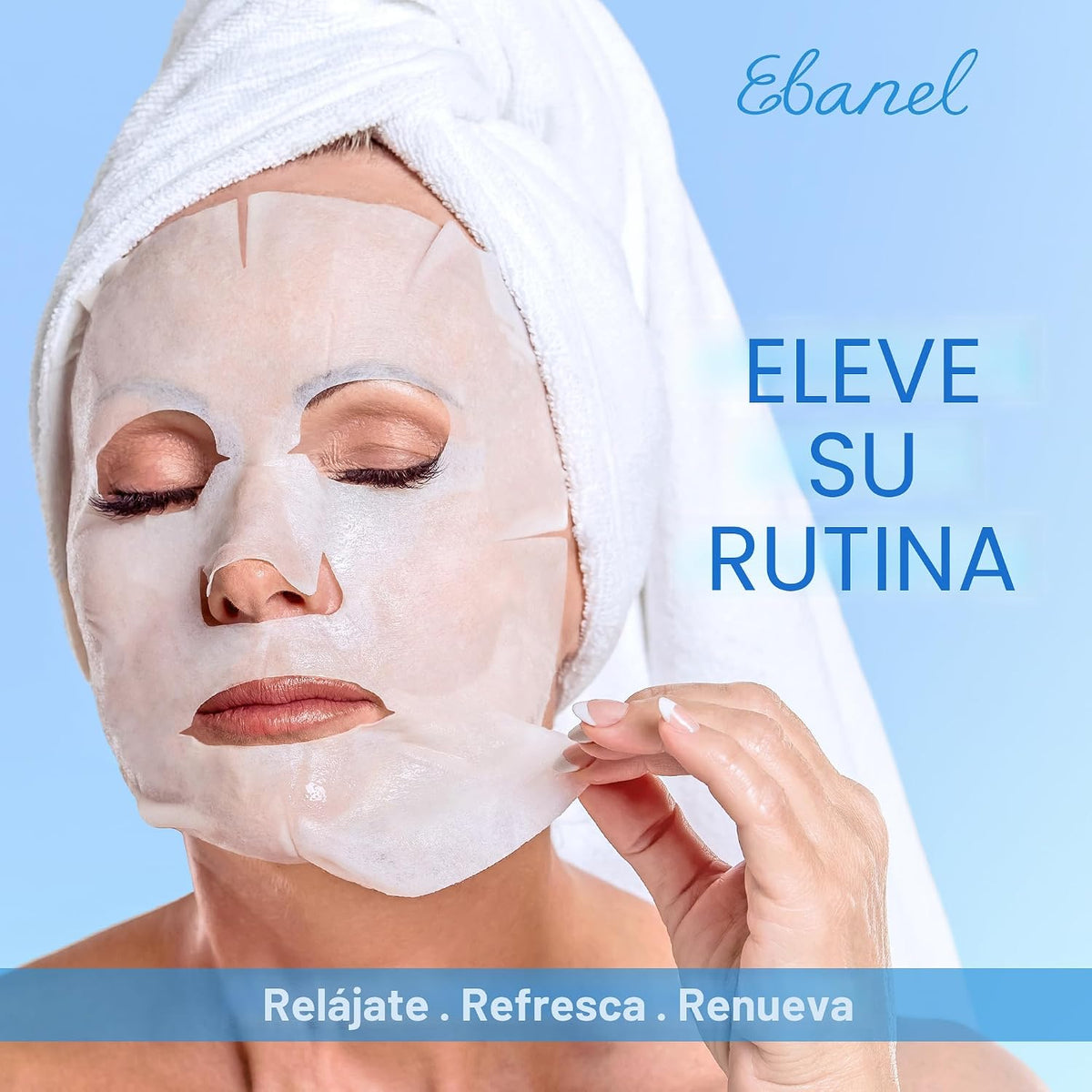 Ebanel Paquete de 10 mascarillas faciales de colágeno con ácido hia...