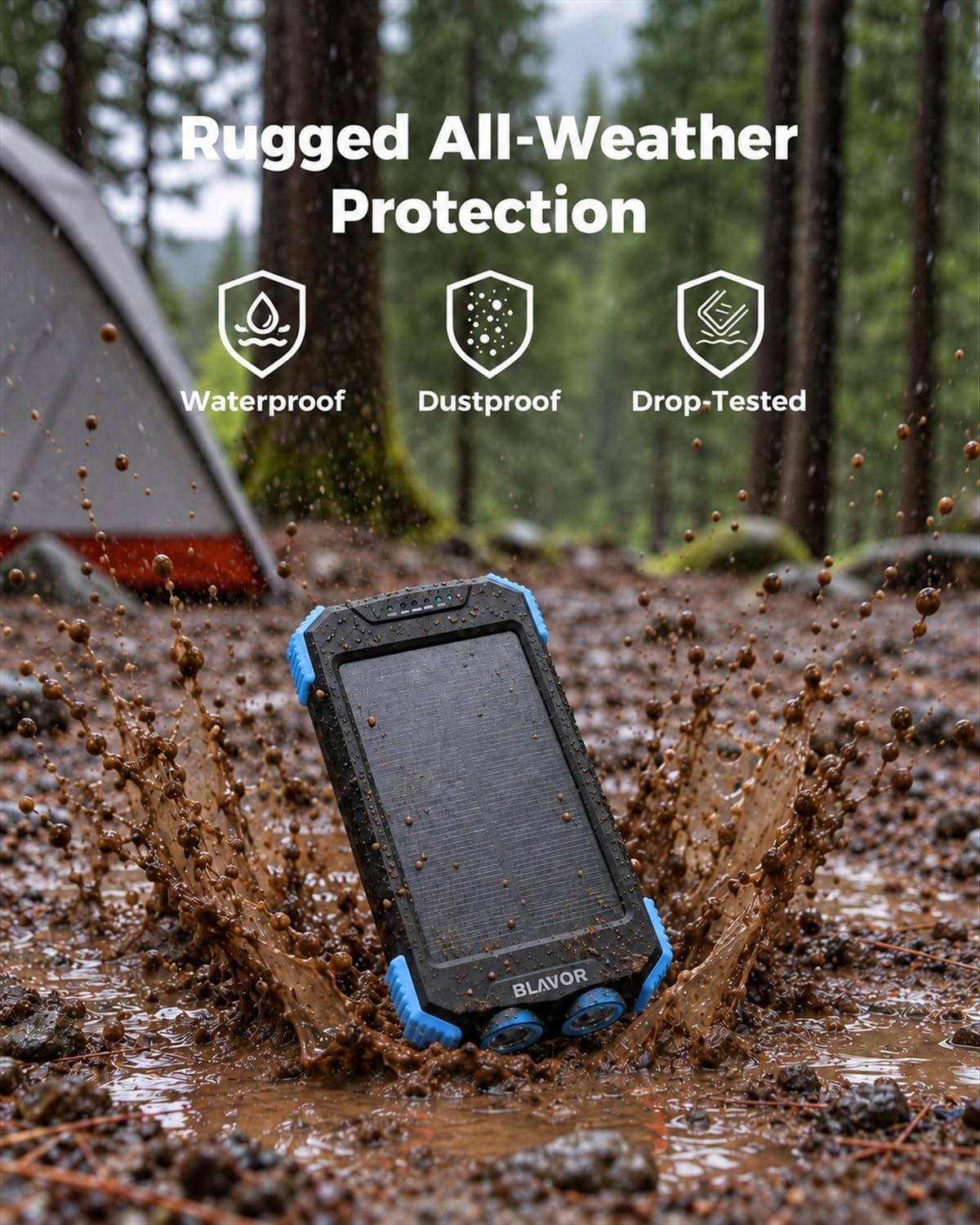 BLAVOR Solar Power Bank 10,000mAh Cargador inalámbrico portátil par...