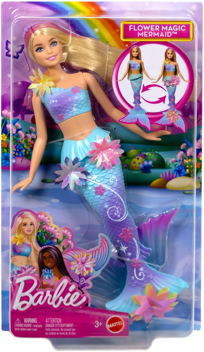 Muñecas de juguete de sirena Barbie con función sorpresa de flores...