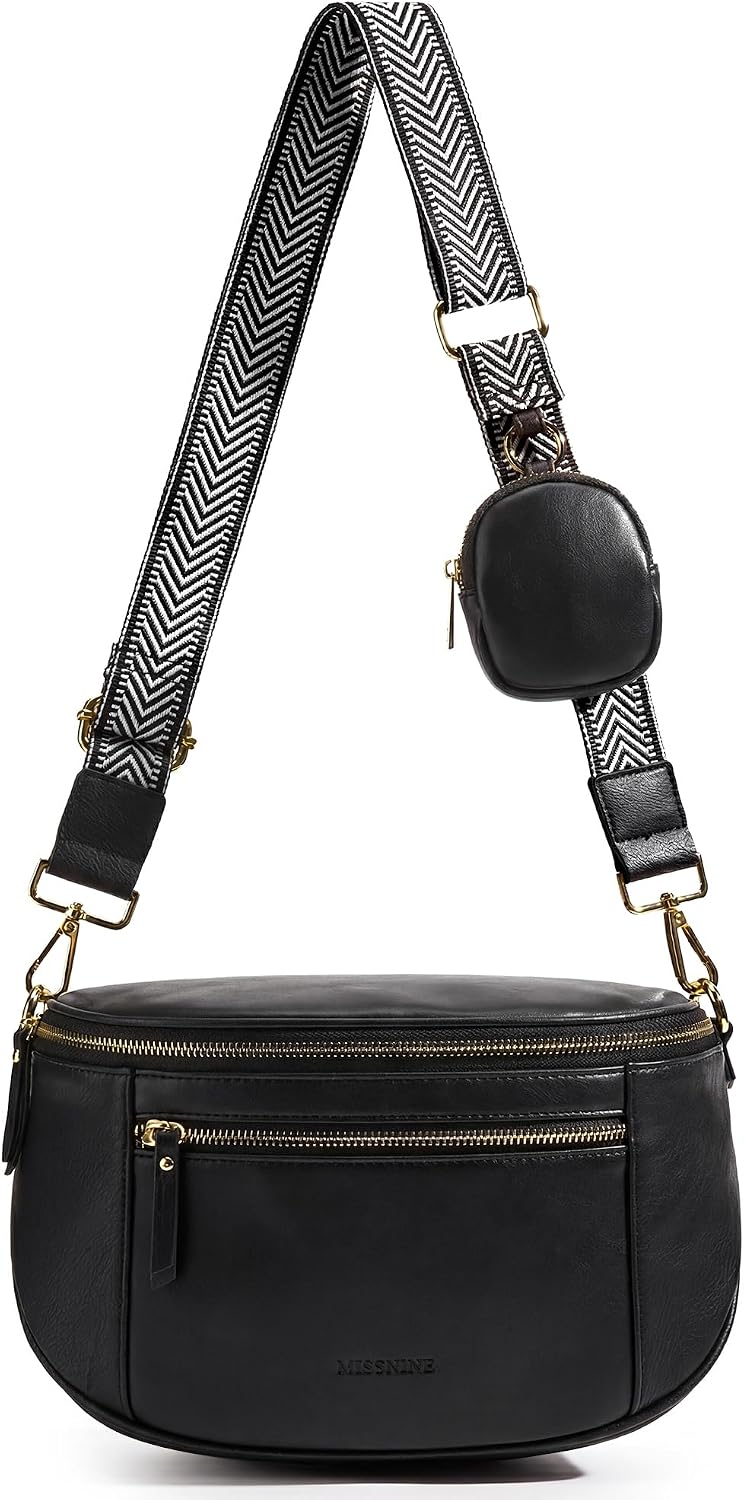 Missnine Bolso Cruzado, Bolsos Cruzados de Cuero Medianos para Mujeres Bolso de Viaje, Bolso de Hombro con Ranuras de Bloqueo RFID