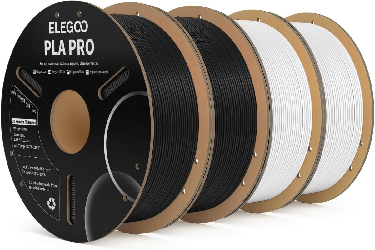 ELEGOO PLA PRO Filamento 1.75mm Negro &amp; Blanco 4KG, Velocidad d...
