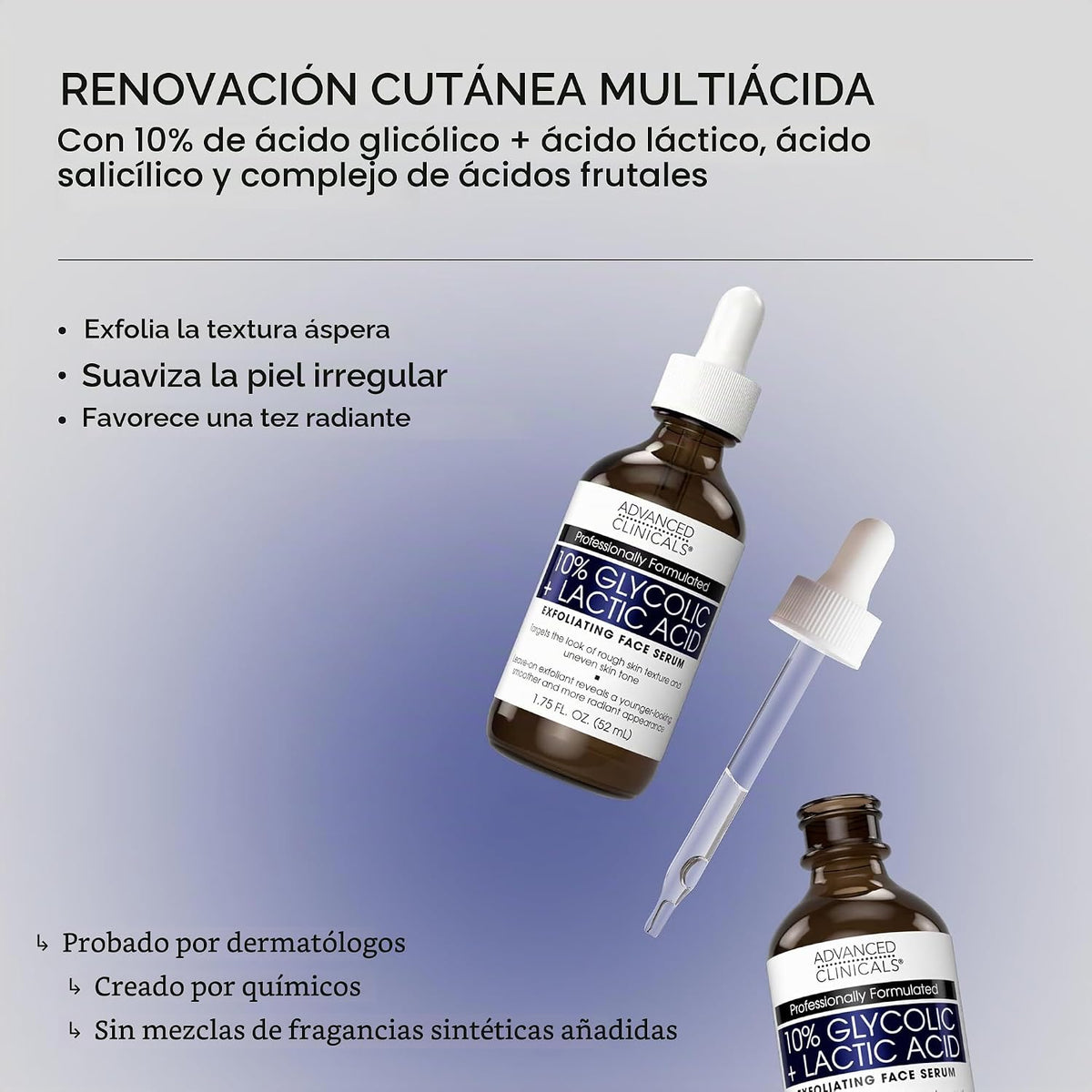 Advanced Clinicals - Suero exfoliante con ácido glicólico al 10% pa...