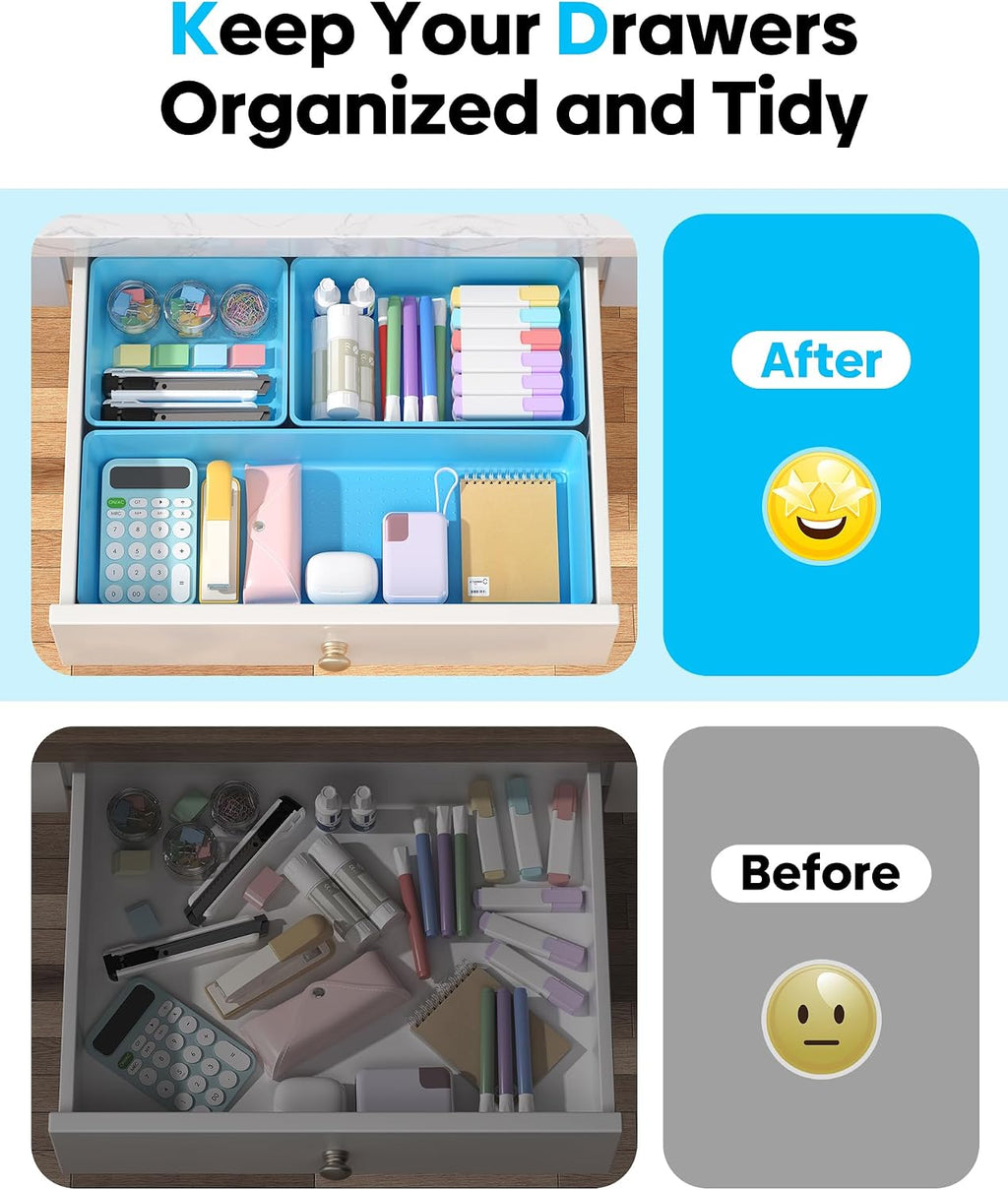 MLIKLU Juego de 10 organizadores de cajones de plástico de gran tam...