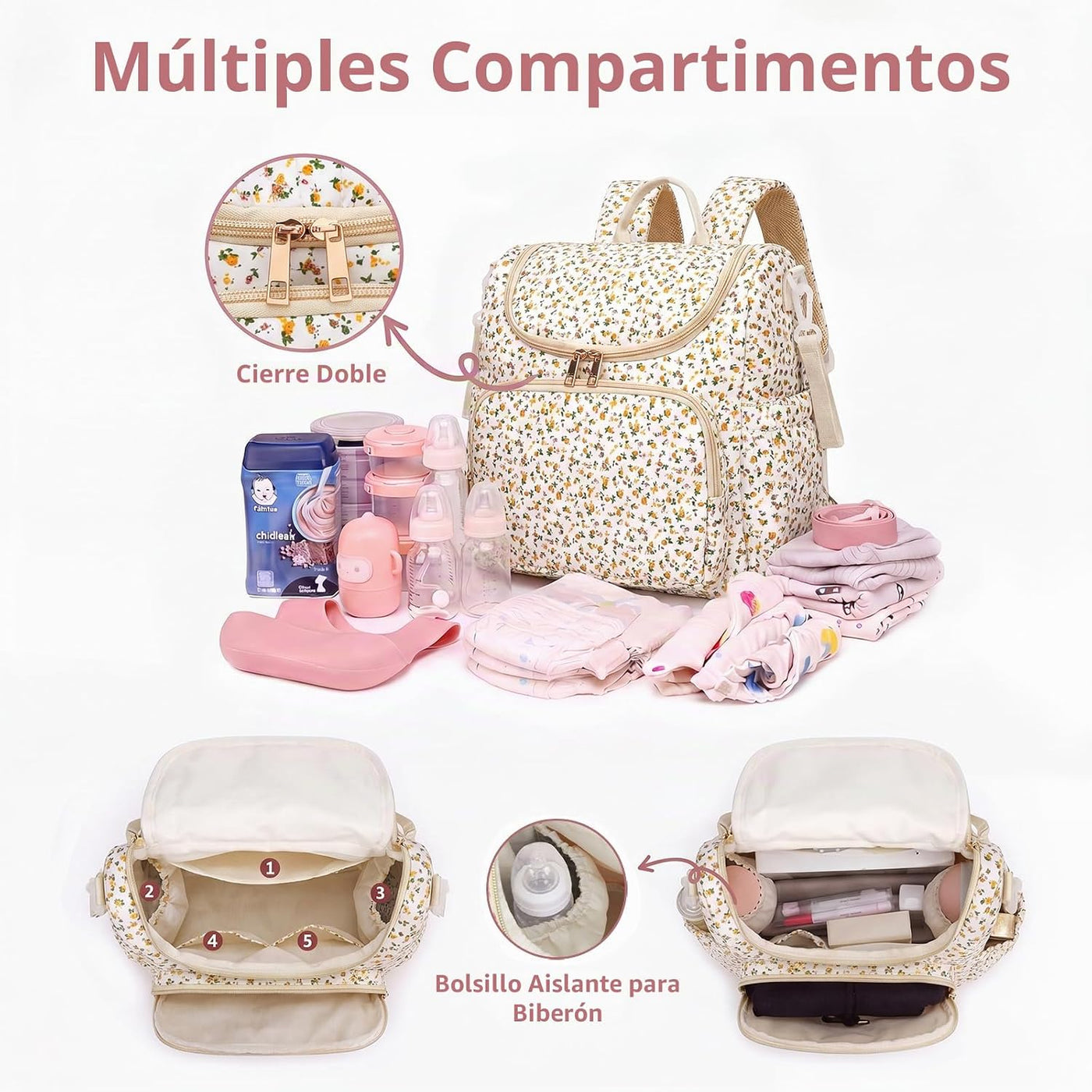 YESFIXS Mochila acolchada para pañales, mochila grande con estampad...