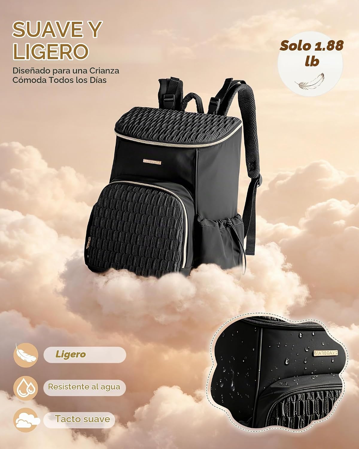 Marscamd Mochila para pañales con cambiador, bolsa de bebé grande,...