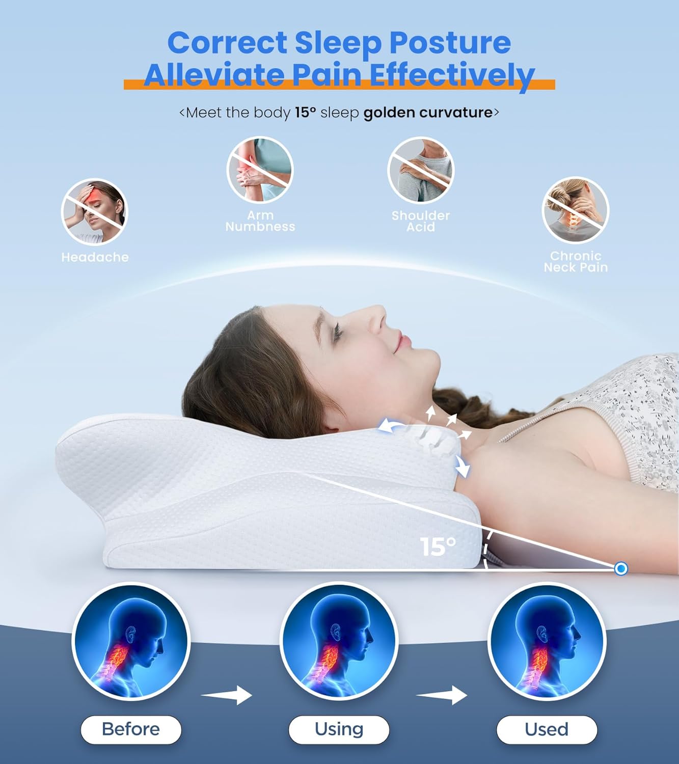 Almohada refrescante de alivio ultra del dolor para soporte del cue...