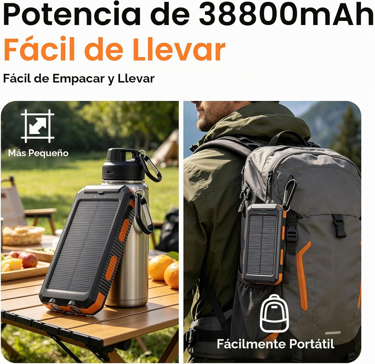 Banco de energía solar 38800mAh cargador portátil para teléfono con...