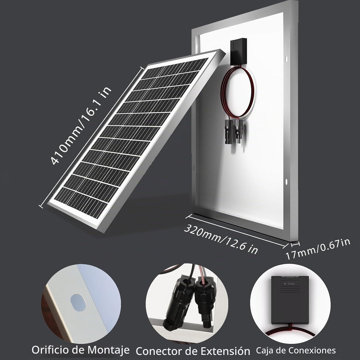 WUZECK - Kit de panel solar de 20 W y 12 V para mantenedor de bater...
