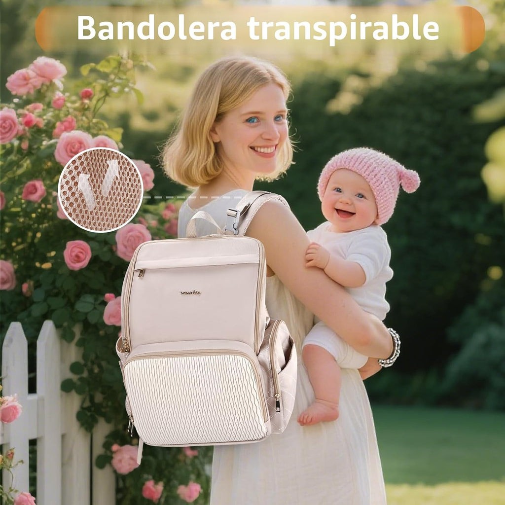 vosmles Elegante bolsa de pañales para bebé, bolsa de bebé con camb...