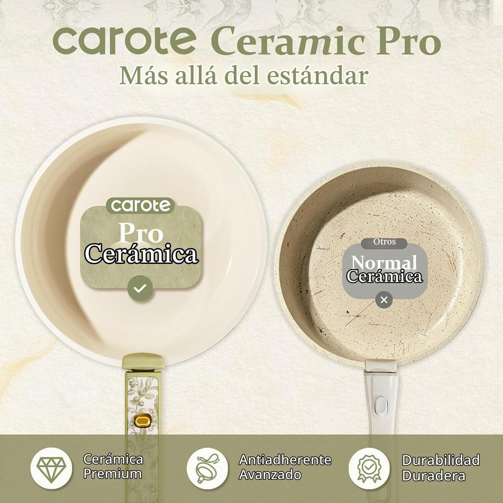 CAROTE Juego de Baterías de Cocina de Cerámica de 42 Piezas, Juego...