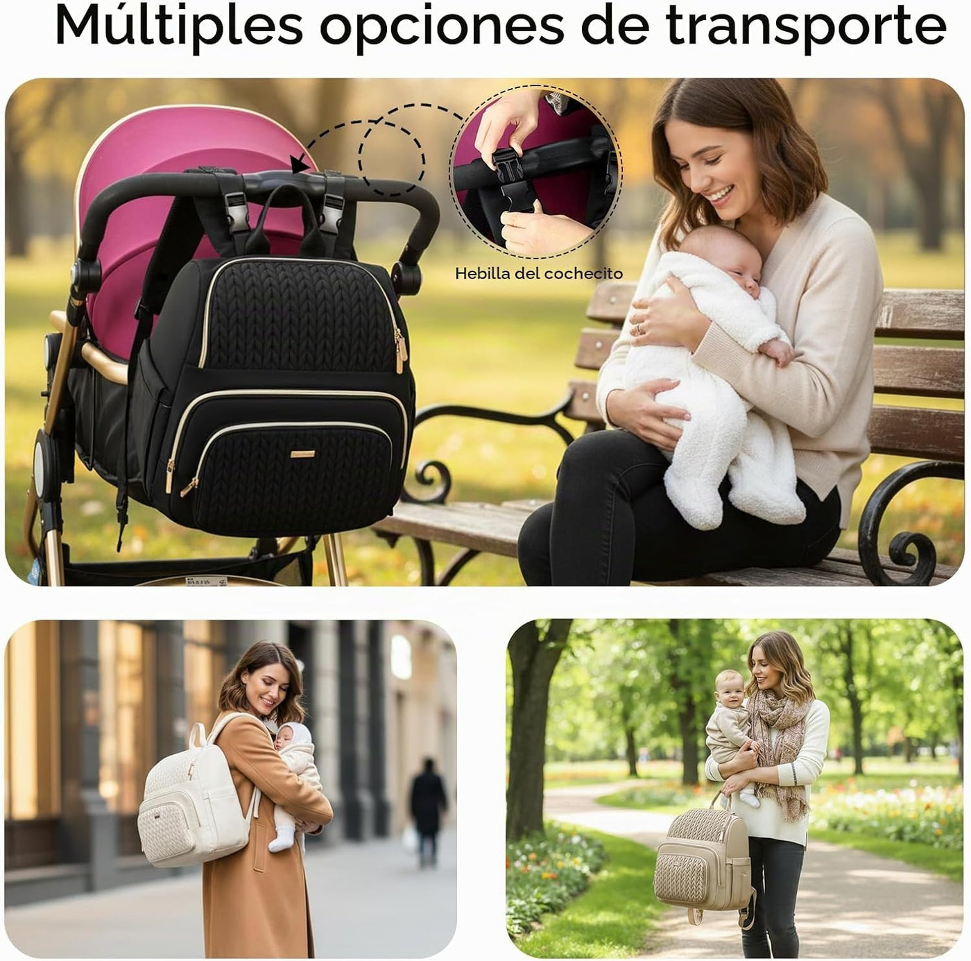 MAPLELILY Mochila Bolsa de Pañales - Ligera y Elegante, Bolsa de Ar...