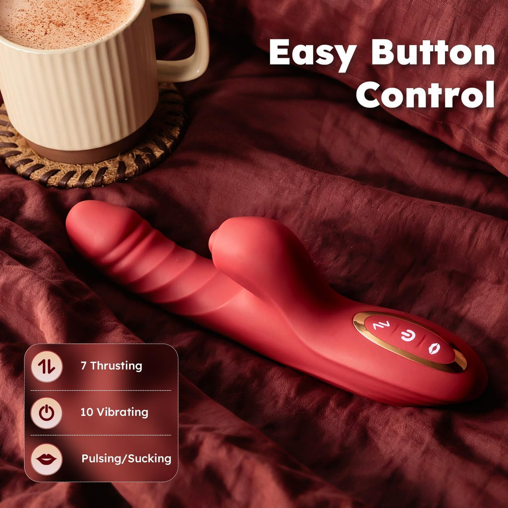 Vibrador con empuje y consolador para mujeres Toendi, juguete de ro...