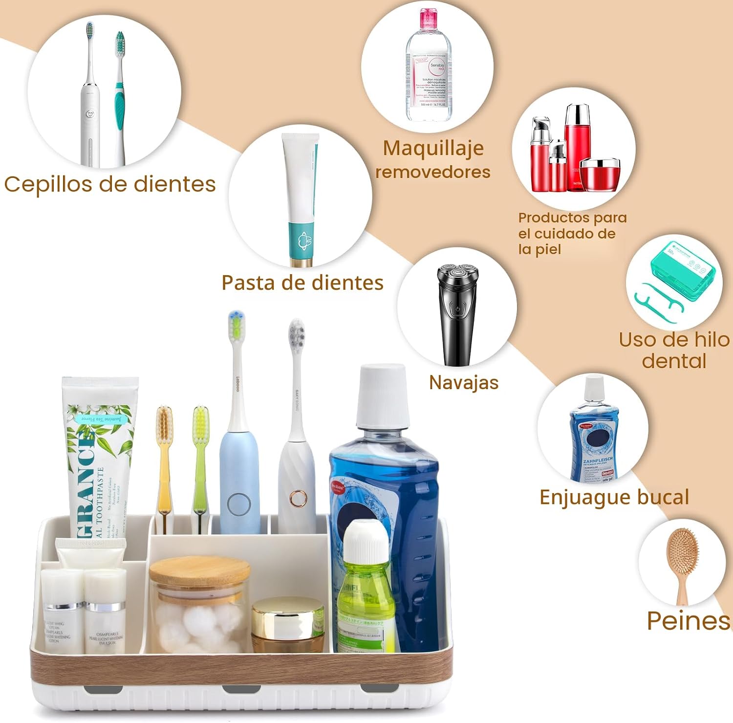 GFWARE Organizador de Encimera de Baño - Desmontable de 7 Ranuras p...