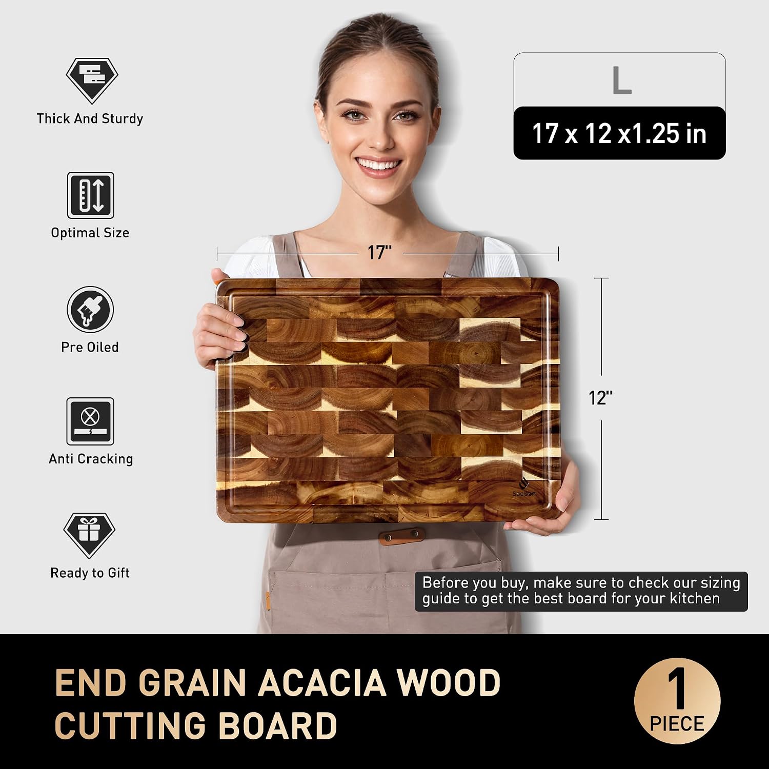 Tabla de cortar de fibra de madera para cocina con pies antidesliza...