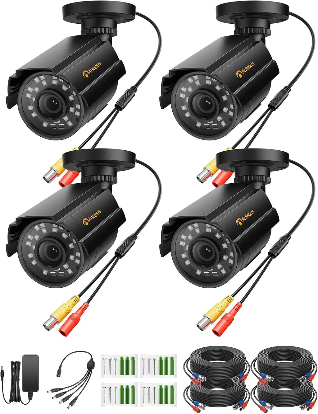 Anlapus Paquete de 4 cámaras de seguridad 1080P para sistema DVR de...