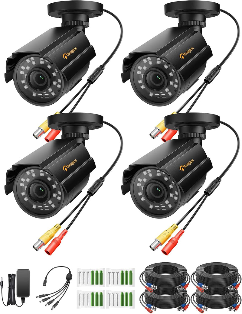 Anlapus Paquete de 4 cámaras de seguridad 1080P para sistema DVR de...