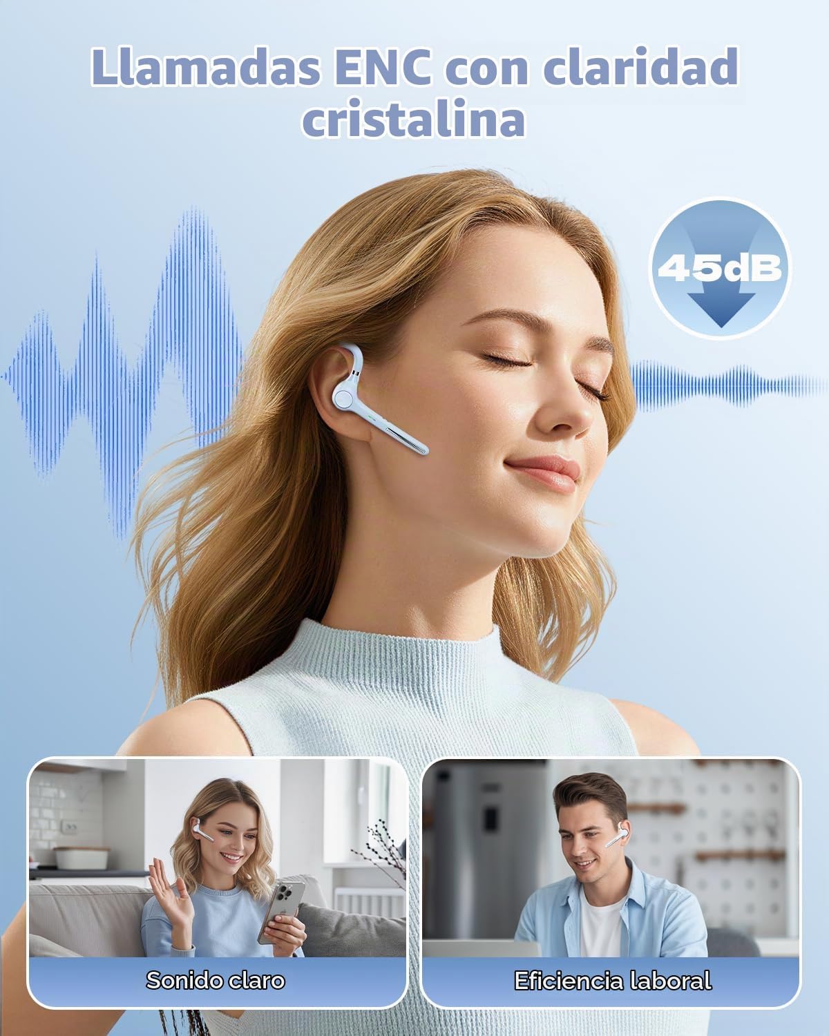 Ngsod Auricular Bluetooth V5.4, auricular inalámbrico USB Dongle co...