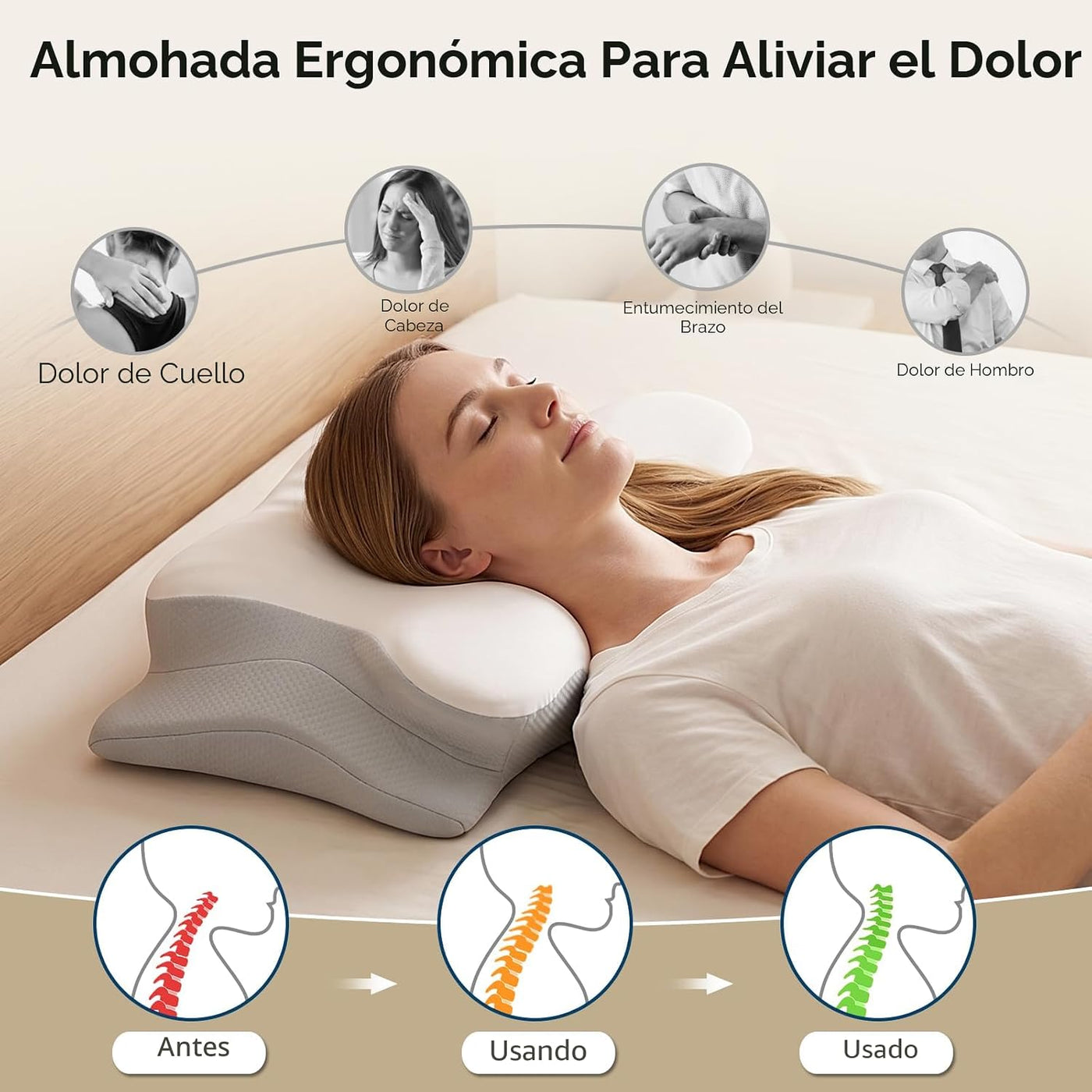 Ylekto Almohada cervical para el cuello para aliviar el dolor, almo...