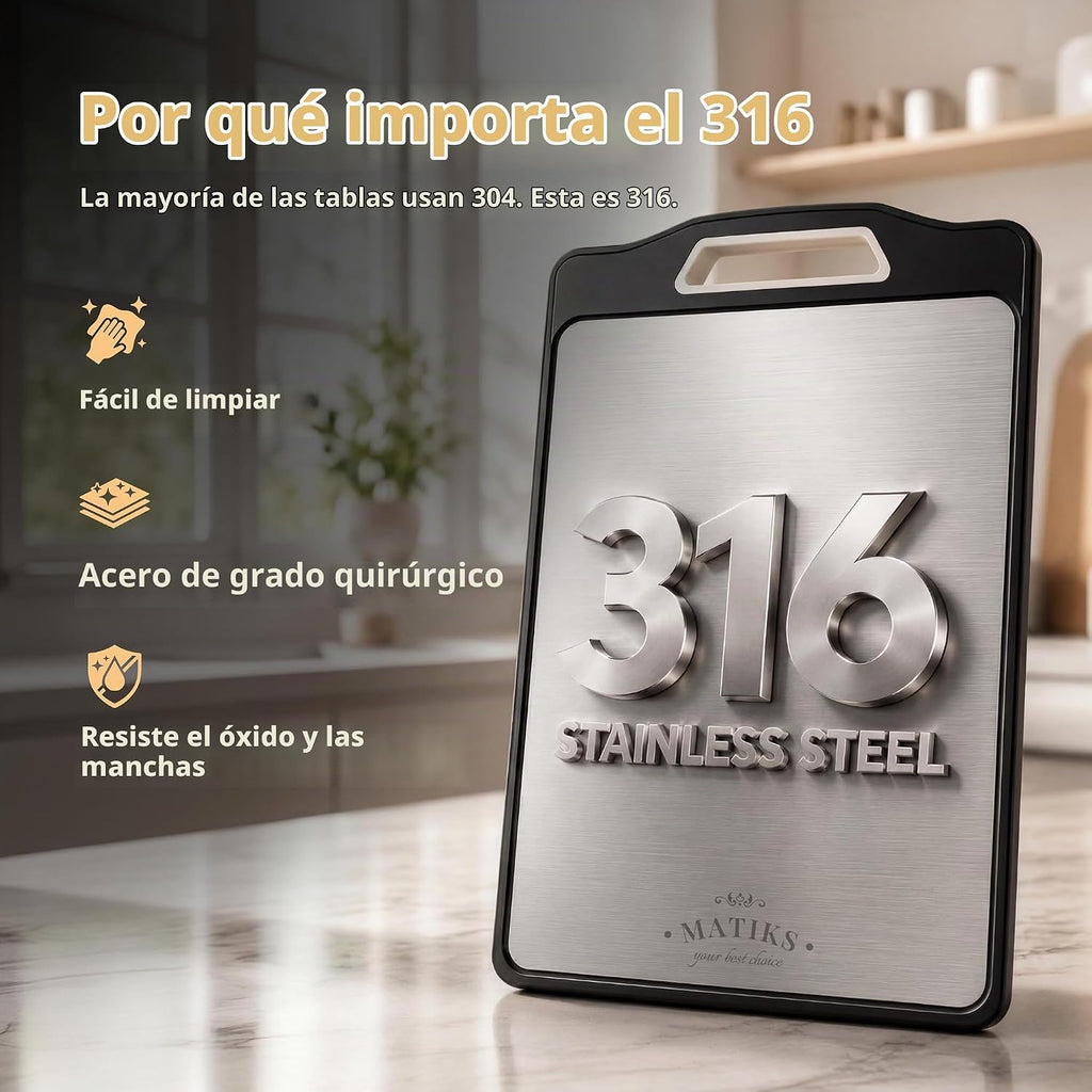 Matiks Juego de tablas de cortar de acero inoxidable, 16 x 11 pulga...