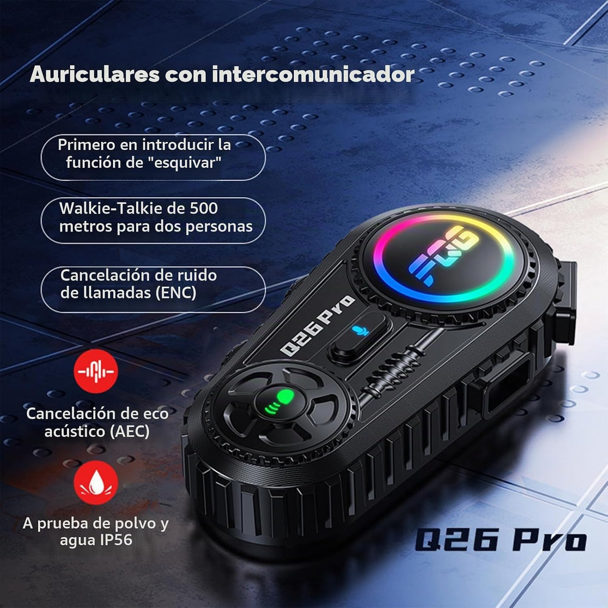 Paquete de 2 auriculares para casco de motocicleta, intercomunicado...