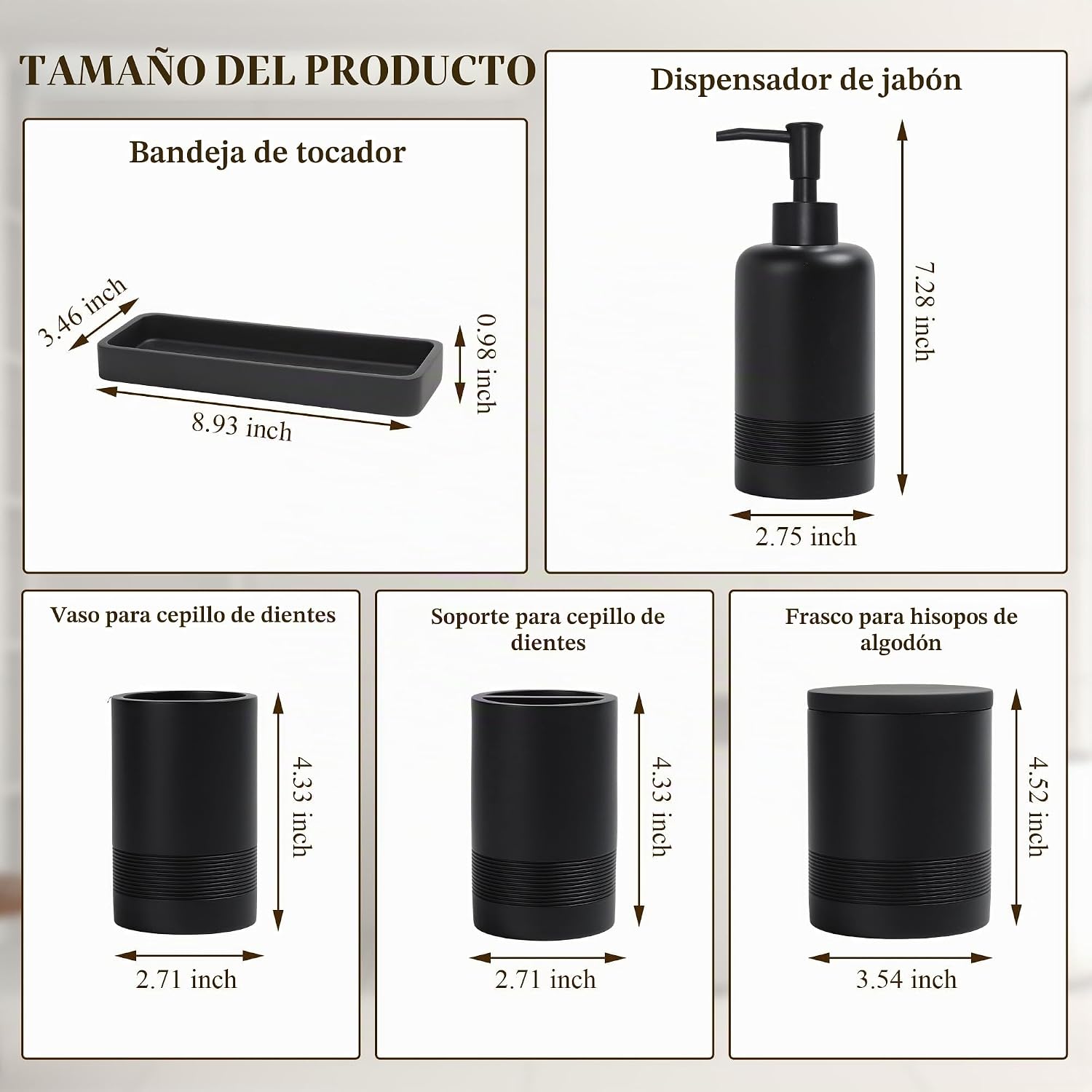 Conjunto de accesorios de baño, juego de accesorios de baño de 6 pi...