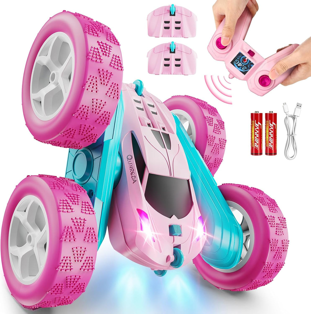 QUNREDA Coches de control remoto rosa para niñas, 2.4 GHZ, auto de...
