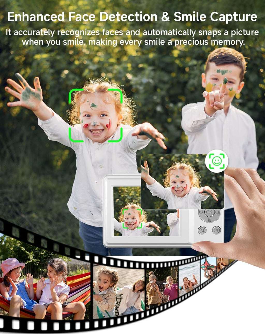 Cámara digital para niños, FHD 1080P 44MP Cámara de punto y disparo...