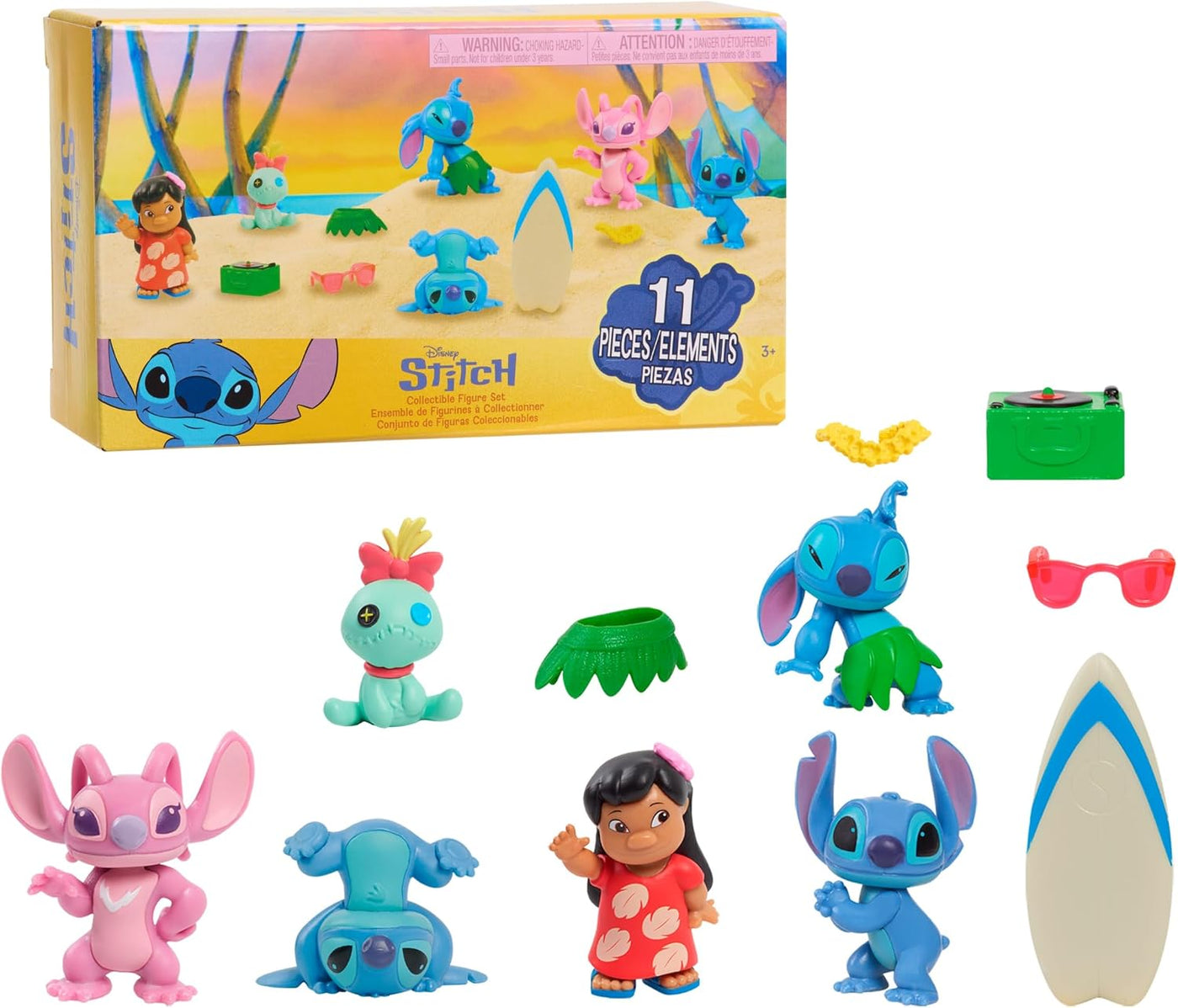 Set de figuras coleccionables de Disney Stitch con accesorios, 11 p...