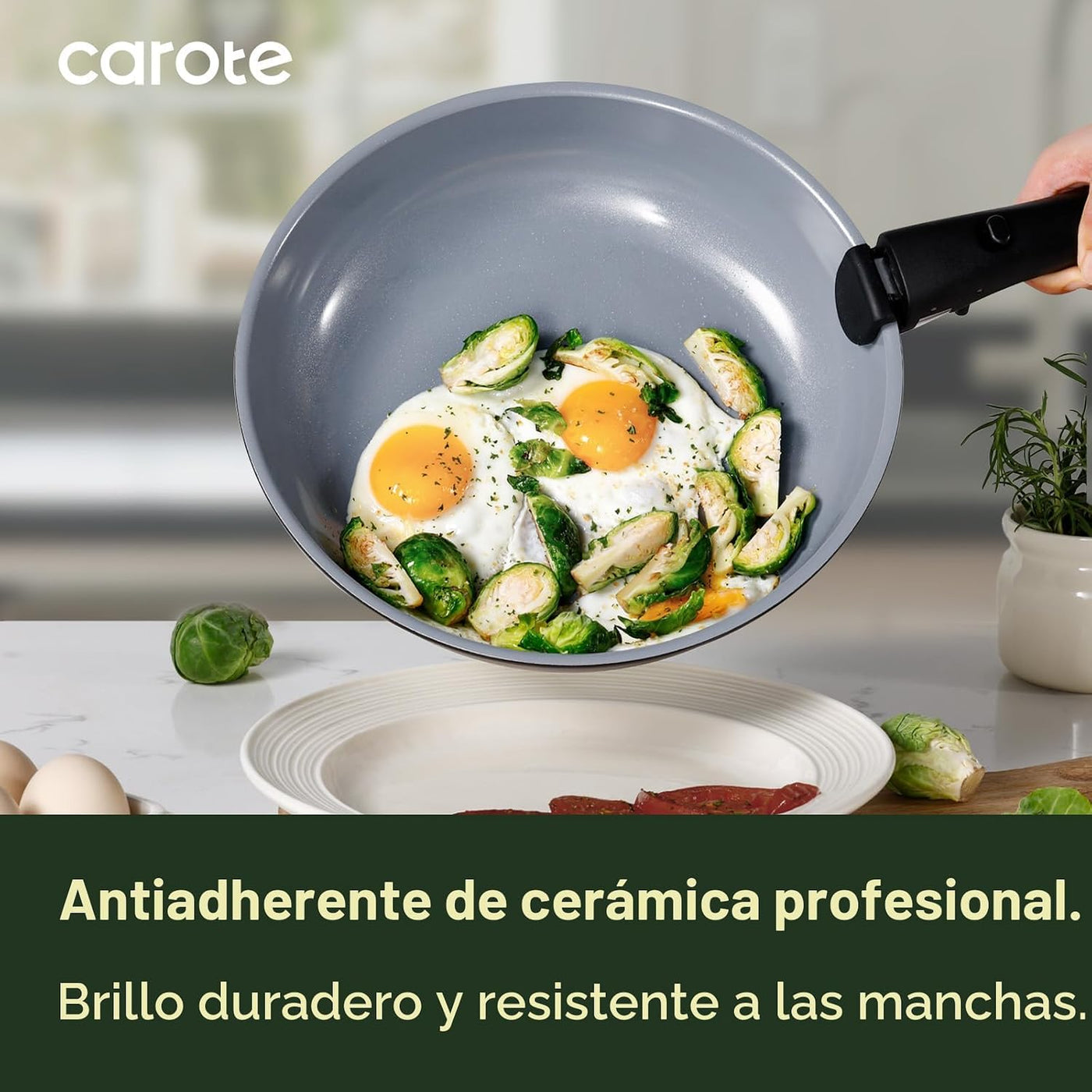 CAROTE Juego de utensilios de cocina de cerámica con mango desmonta...