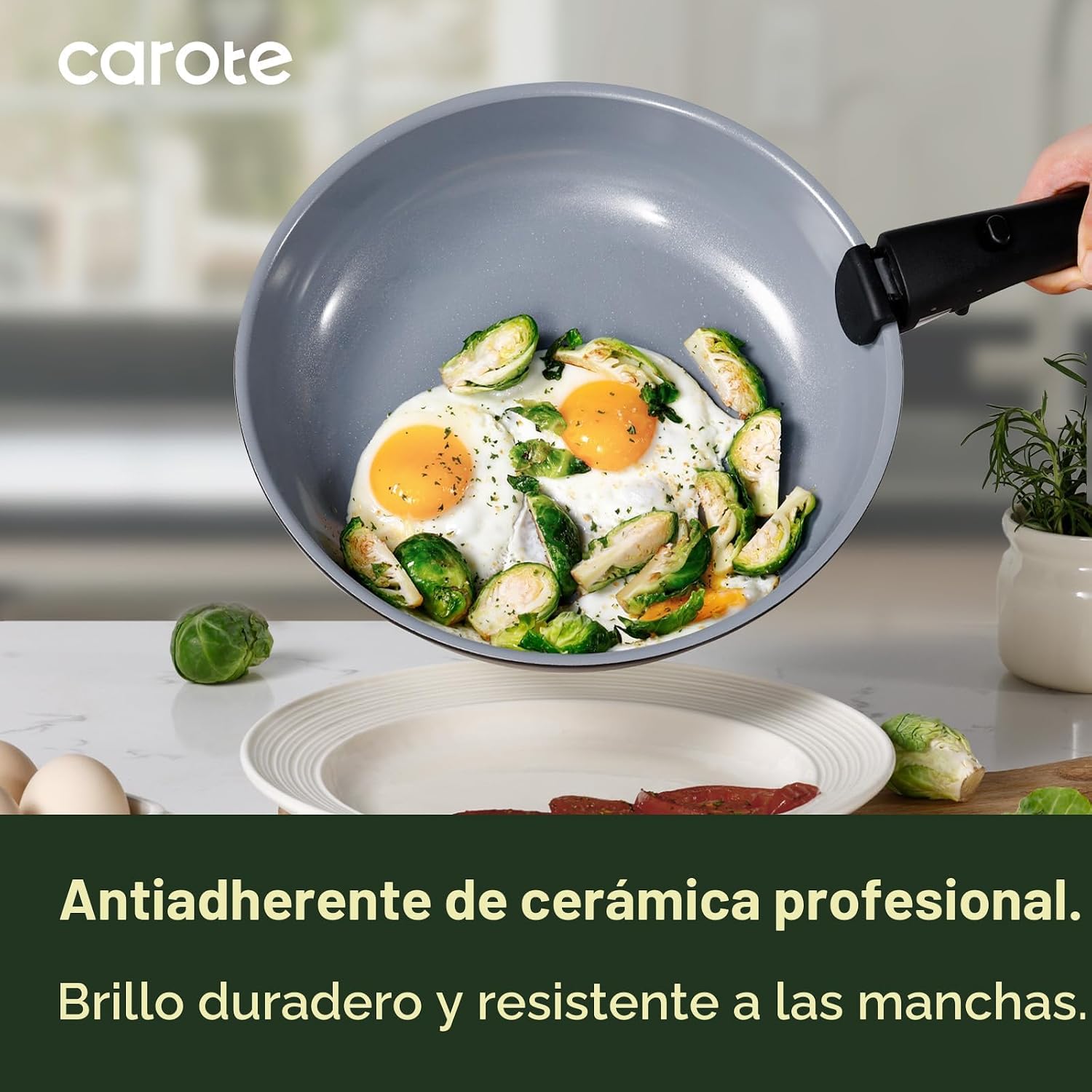 CAROTE Juego de utensilios de cocina de cerámica con mango desmonta...