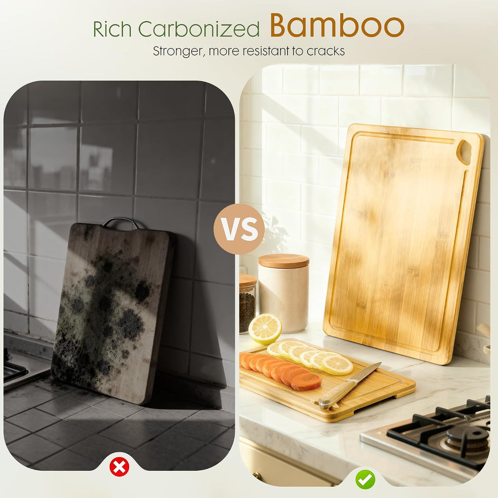 Astercook Nature - Tablas de cortar de bambú para cocina con soport...