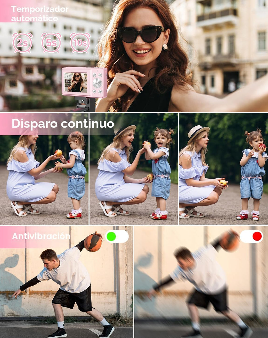 Cámara digital para niños, FHD 1080P 44MP cámara digital para apunt...