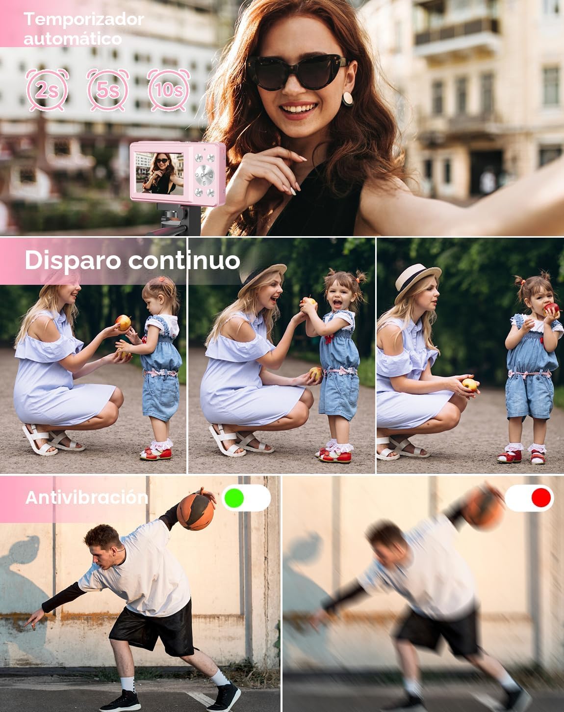 Cámara digital para niños, FHD 1080P 44MP cámara digital para apunt...