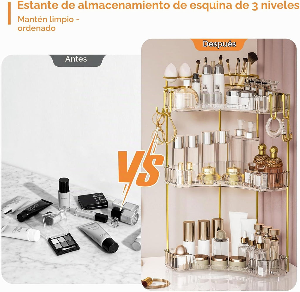 Greenby Organizador esquinero de 3 niveles para mostrador de baño,...