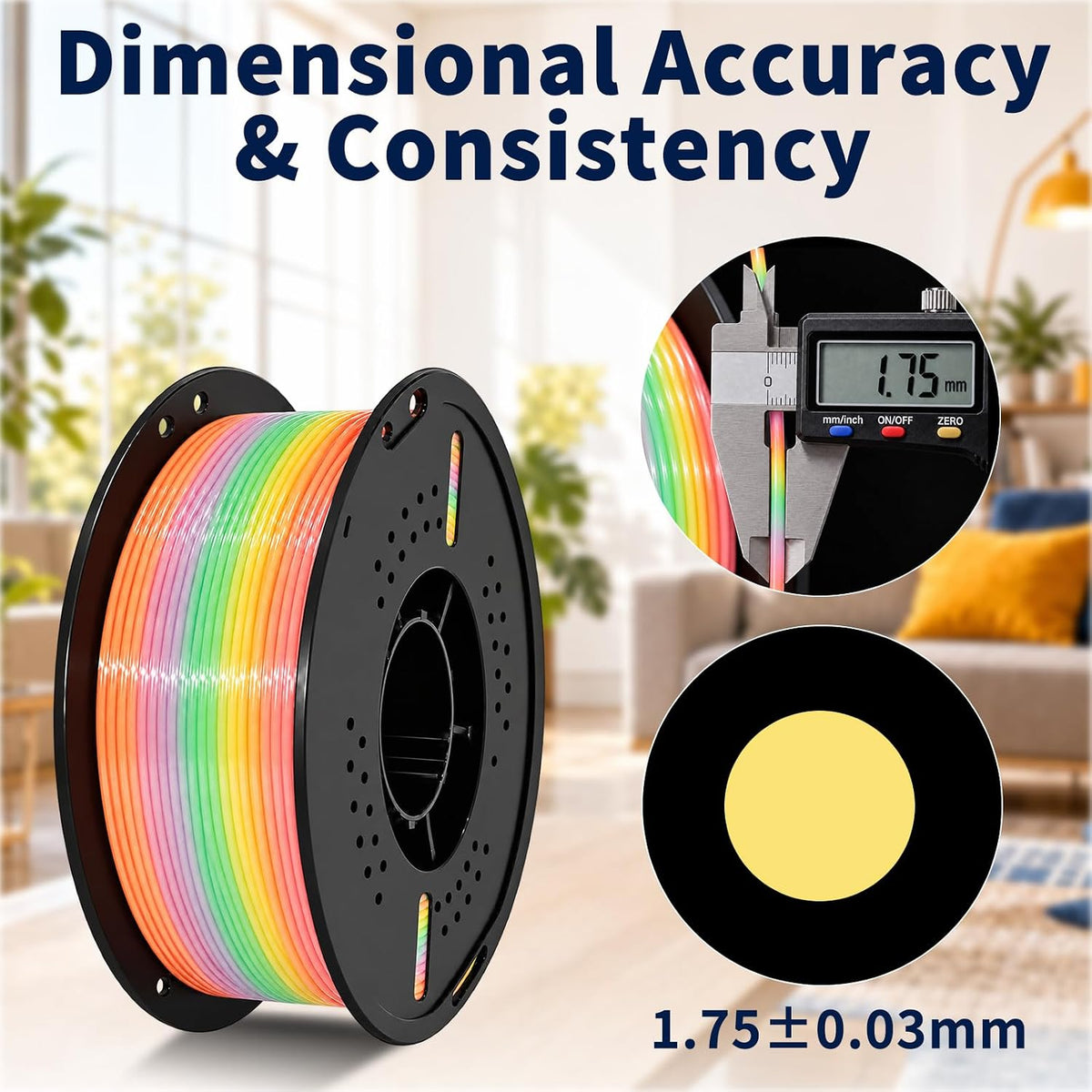 Macaron Silk Rainbow PLA+, 0.07 in, filamento de impresora 3D de ta...