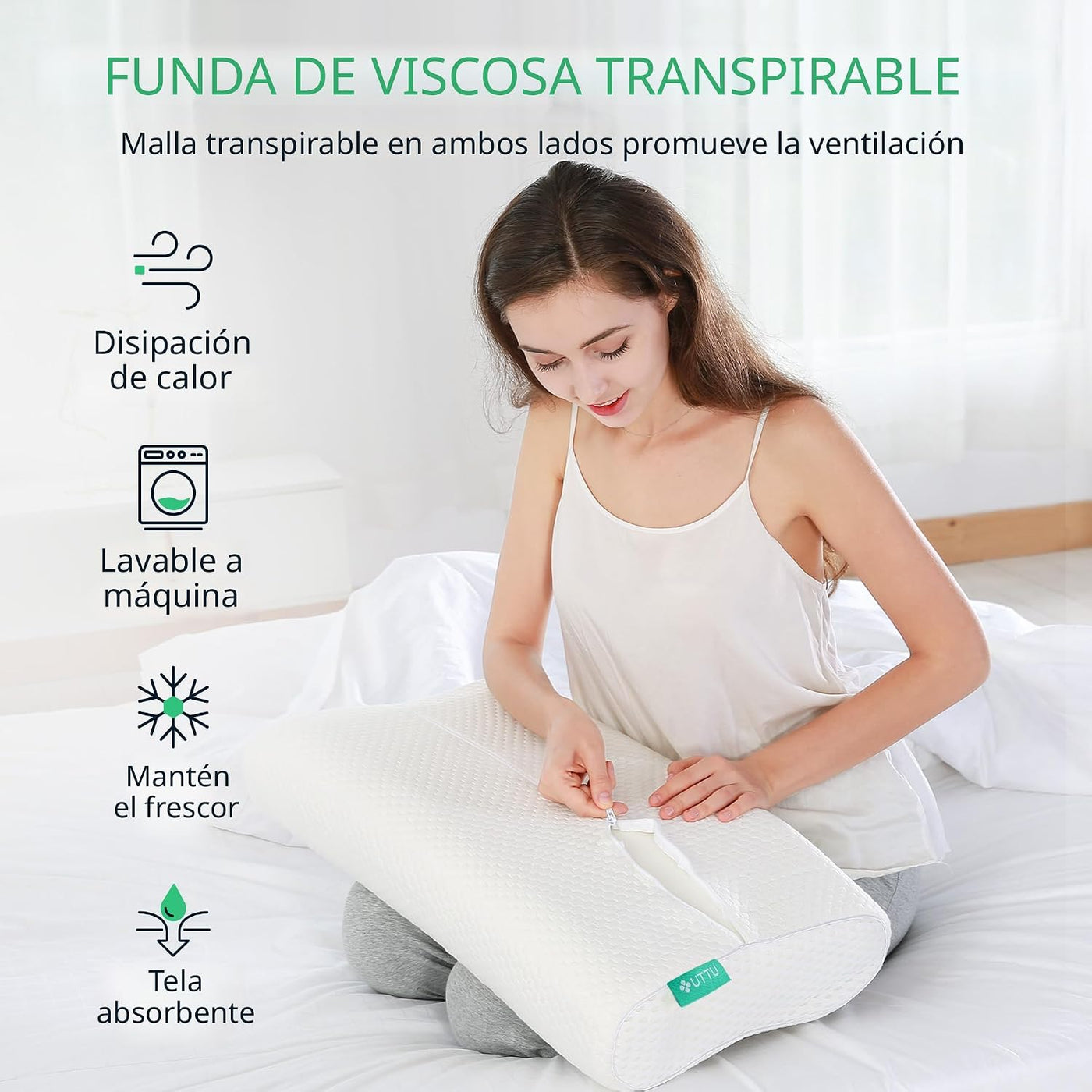 UTTU Almohada cervical para aliviar la tensión del cuello, almohada...