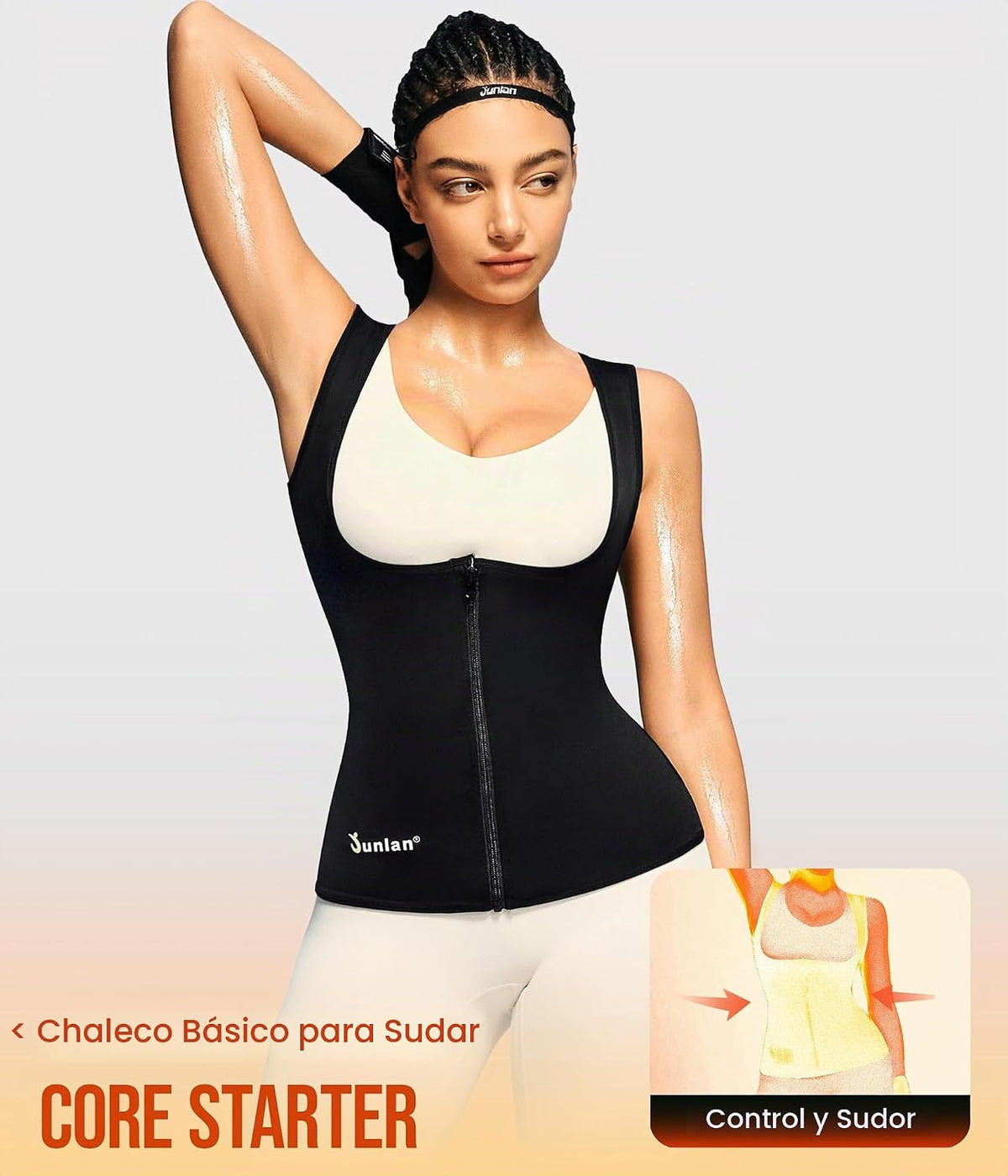Junlan Traje de sauna para mujer, chaleco entrenador de cintura par...