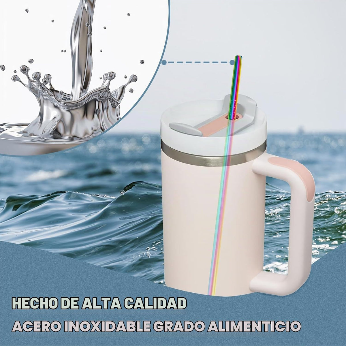 para Stanley Quencher - Vaso de 40 onzas, 6 pajitas de metal de ace...