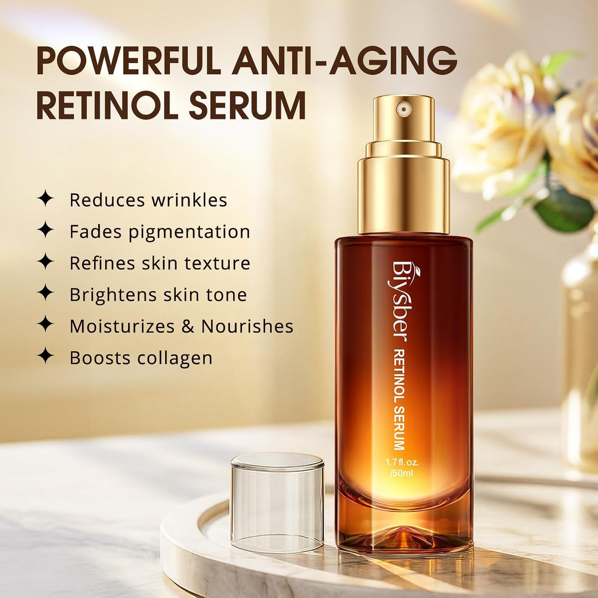 BIYSBER Suero de colágeno de retinol para la cara: suero facial que...