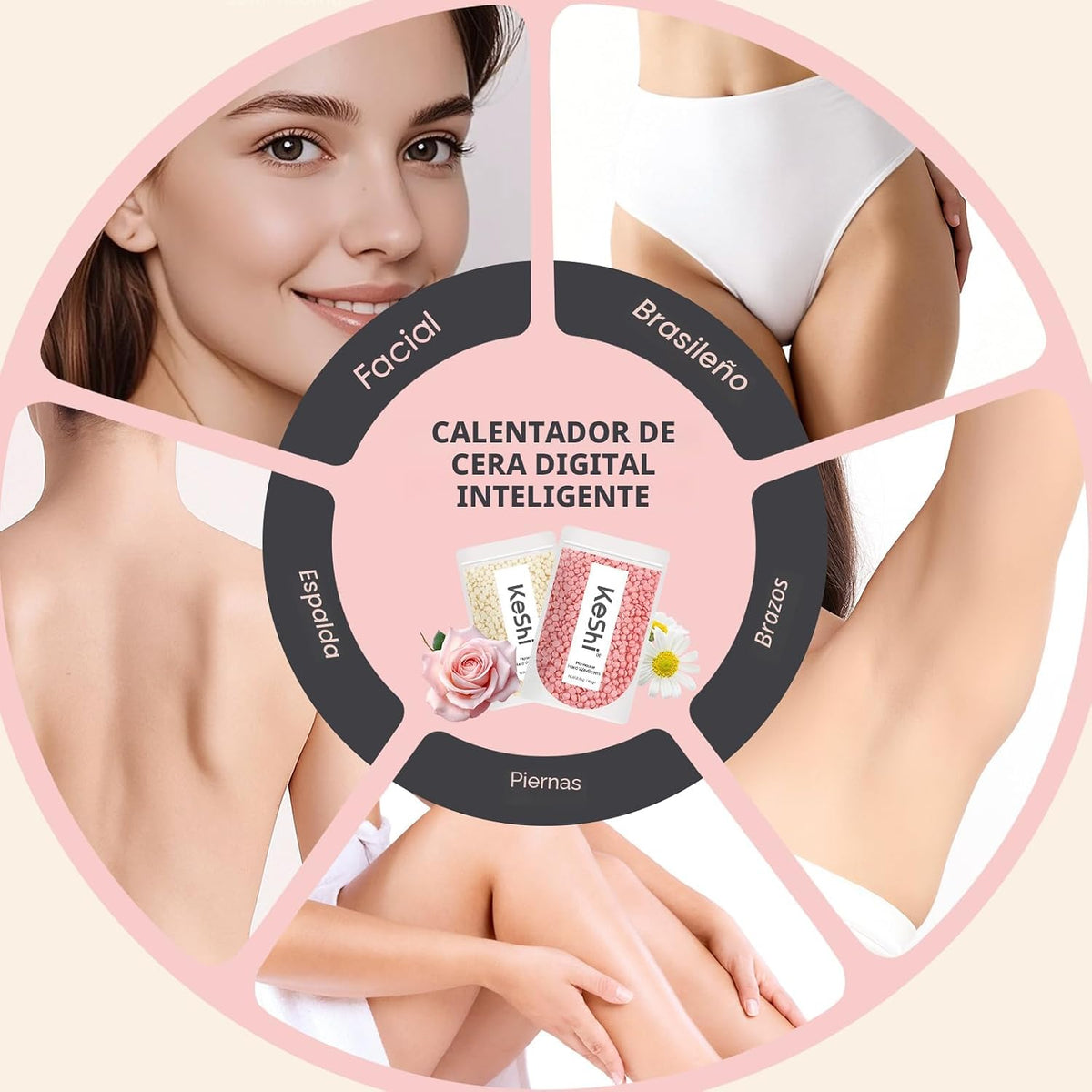 KeShi Kit de depilación para mujeres y hombres, calentador de cera...