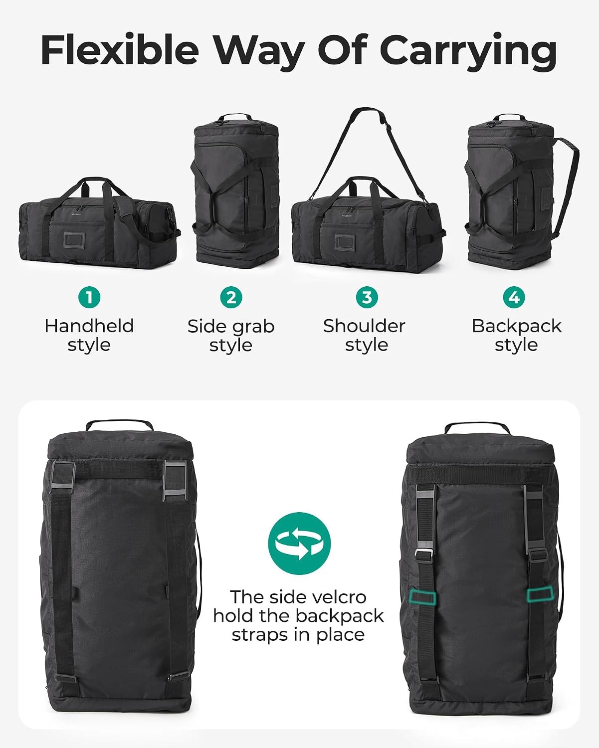 BAGSAMRT - Bolsa de lona plegable de 60 litros para viajes, bolsa d...