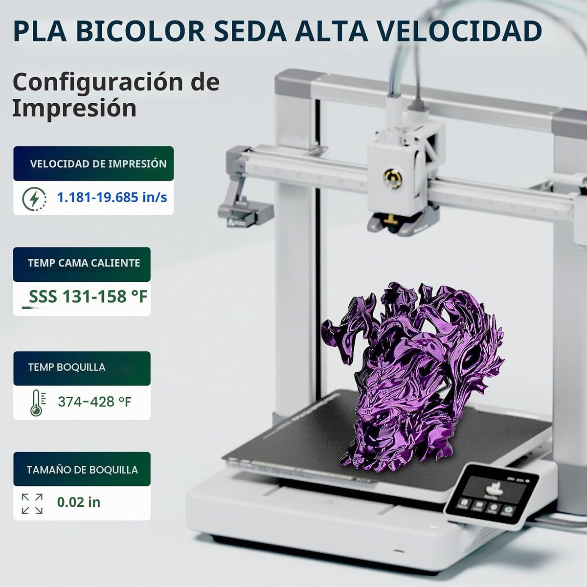 ERYONE Filamento de ácido poliláctico (PLA) de seda bicolor para im...