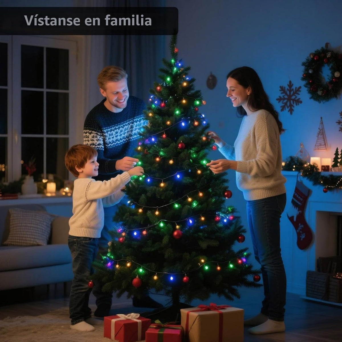 Chuya Luces de Navidad al aire libre interior,Luces de árbol de Nav...