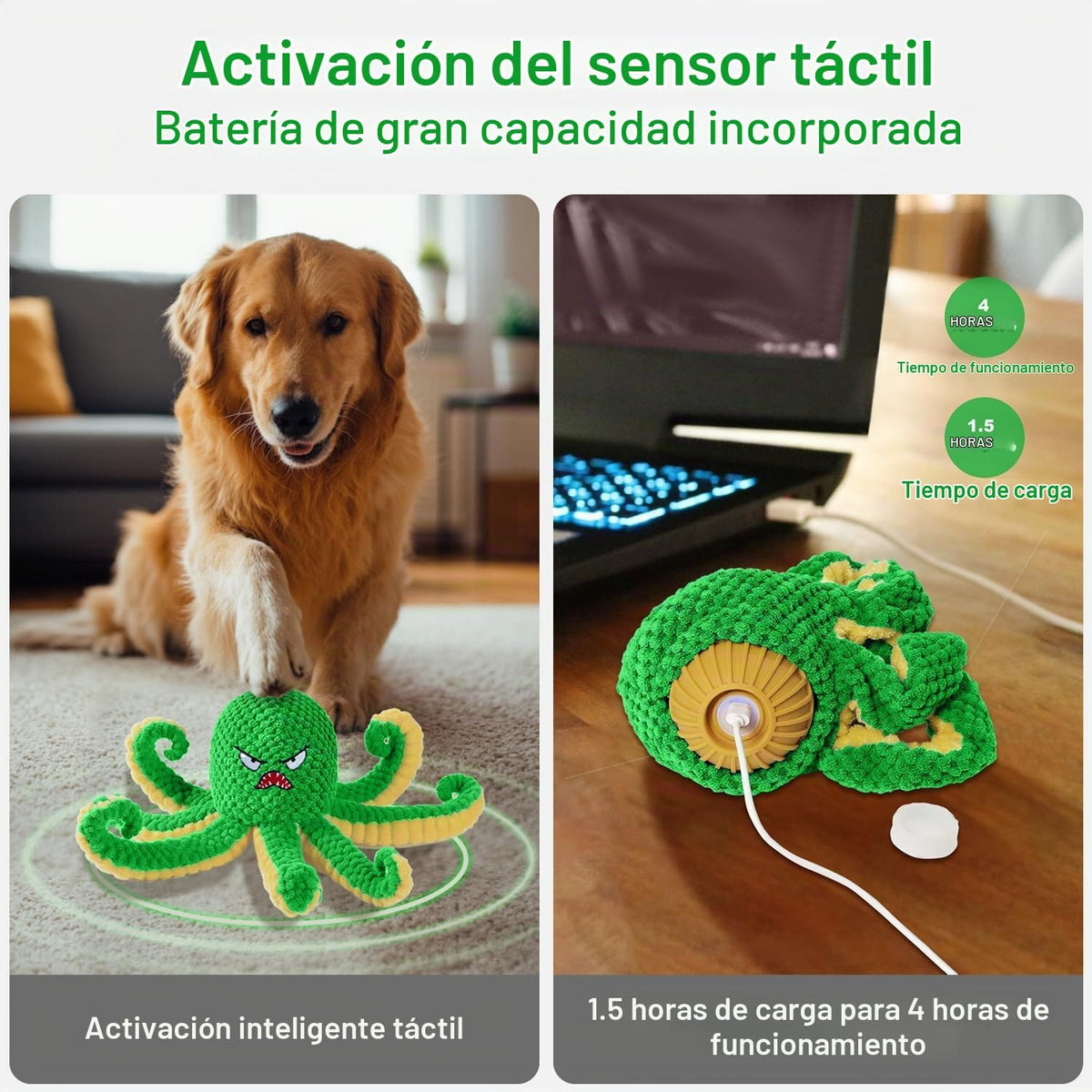Qraxond Juguetes Interactivos para Perros Pulpo, Juguete Automático...