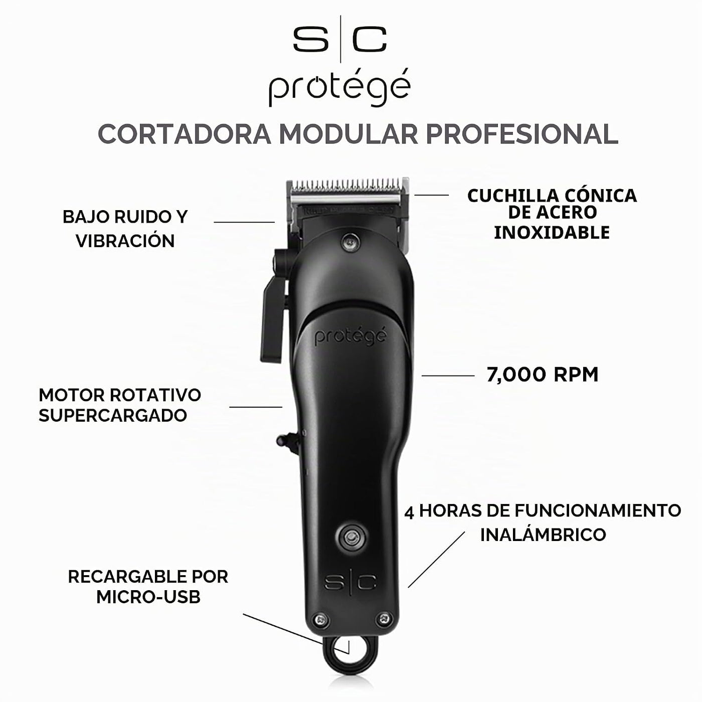 Stylecraft Protégé - Cortapelos inalámbrico con motor súper cargado...