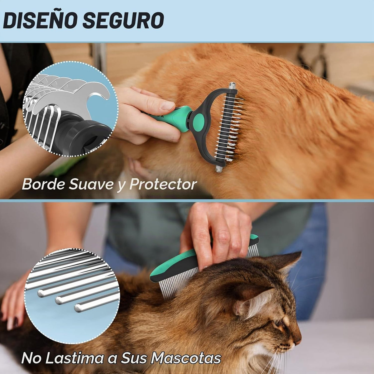 Docrok Cepillo de Aseo para Mascotas y Peine de Metal Combo, Cepill...